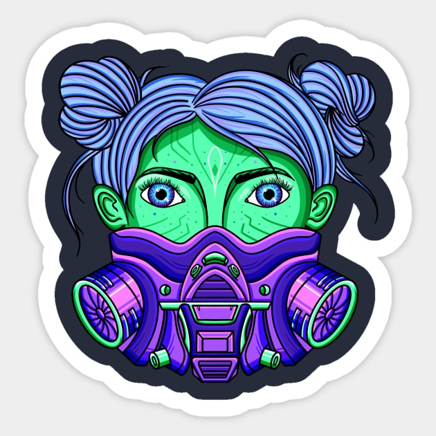 Quarantine Cyberpunk Gas Mask Sticker by nataliesnow24